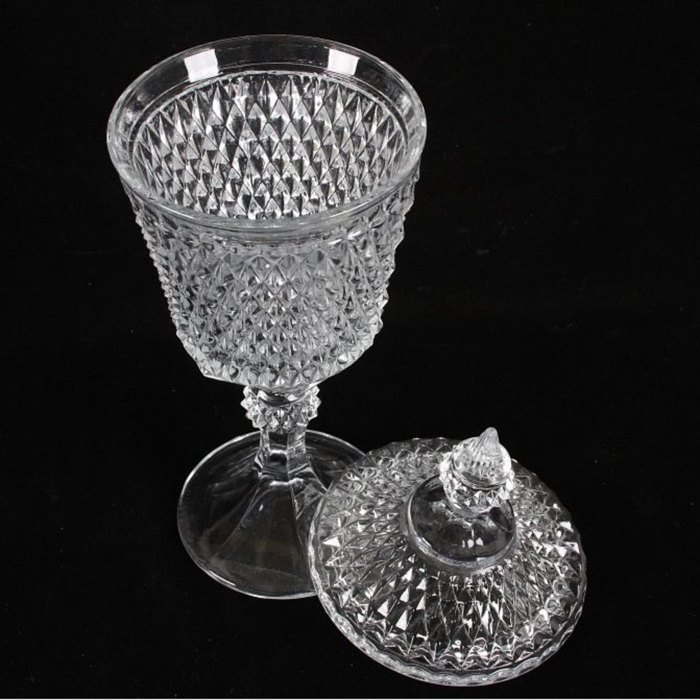 ✨Indiana Glass Diamond Point Apothecary Jar, Pedestal Candy Dish, Chalice - Picture 2 of 12